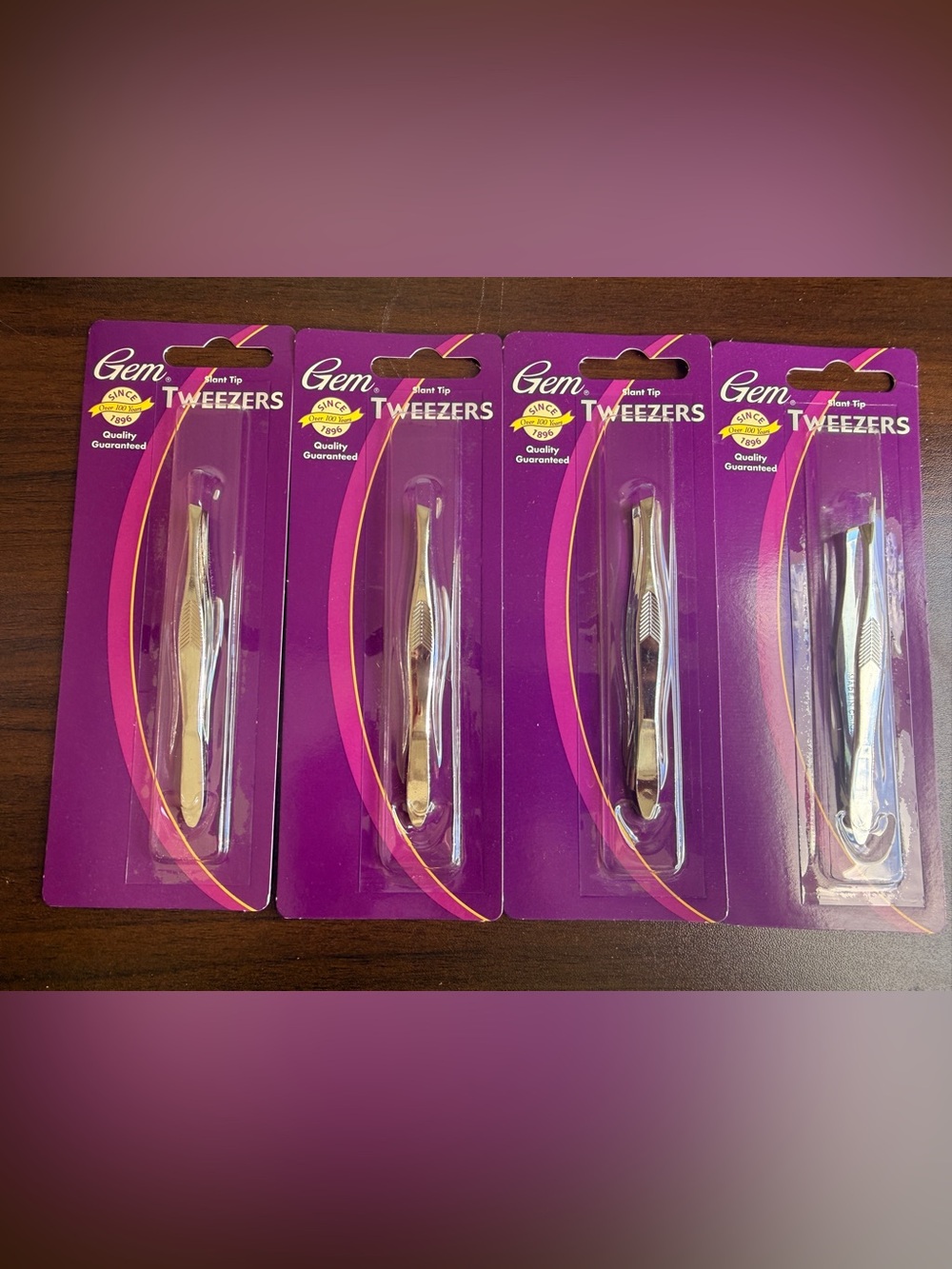 Gem Slant Tip Tweezers Lot Of 4 New